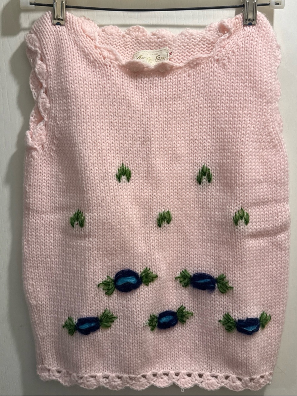 100% Acrylic Fibre Vtg 50s Japan Delicate Pink Knit Sweater - Women candy